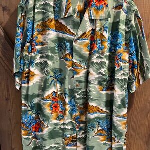 Men's Green Hawaiian Shirt with Floral Print
